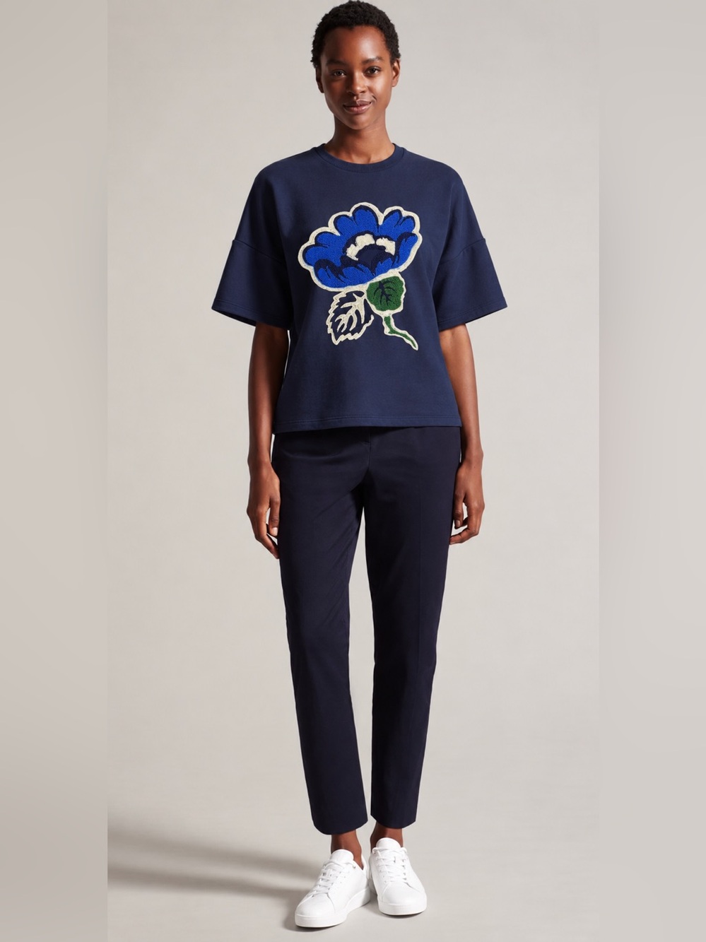 Ted Baker Karlaih Cotton Bouclé Flower Sweatshirt tee Size 4 / US 10 large